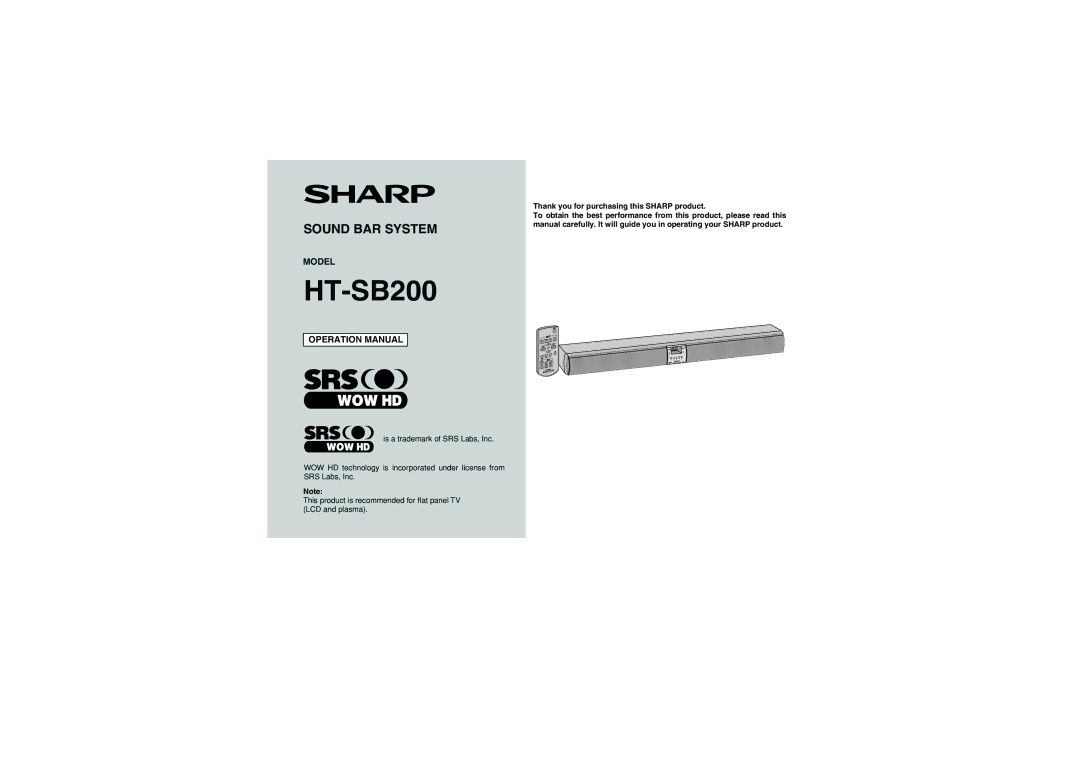 Sharp HT-SB200 operation manual 