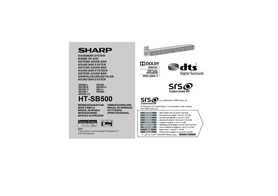 Sharp HT-SB500 operation manual 