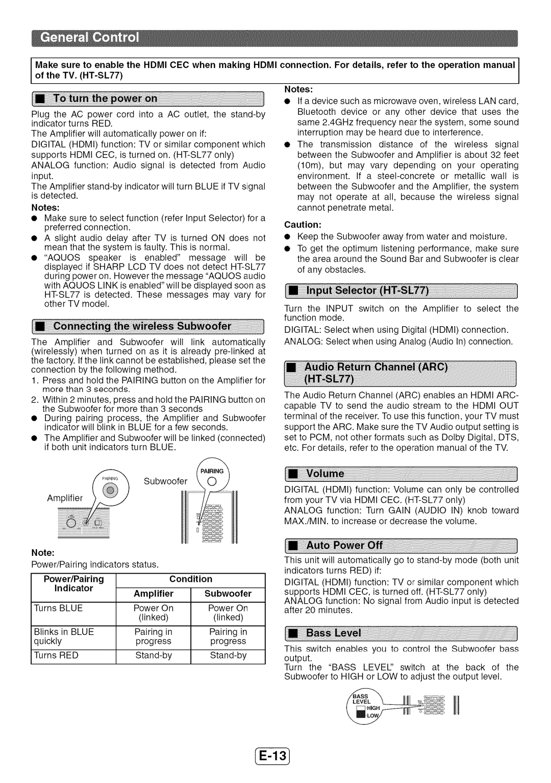 Sharp HT-SL72 operation manual Ill 