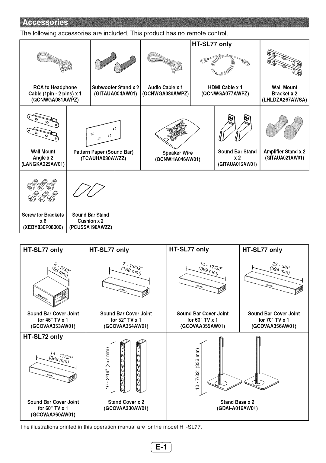 Sharp HT-SL72 operation manual RCA to Headphone, Amplifier Stand x 