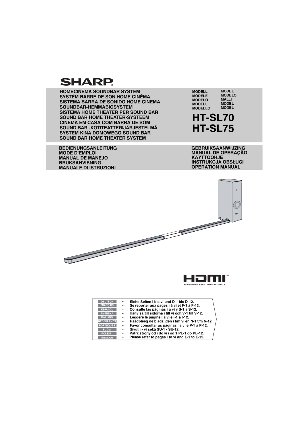 Sharp HT-SL70, HT-SL75 operation manual 