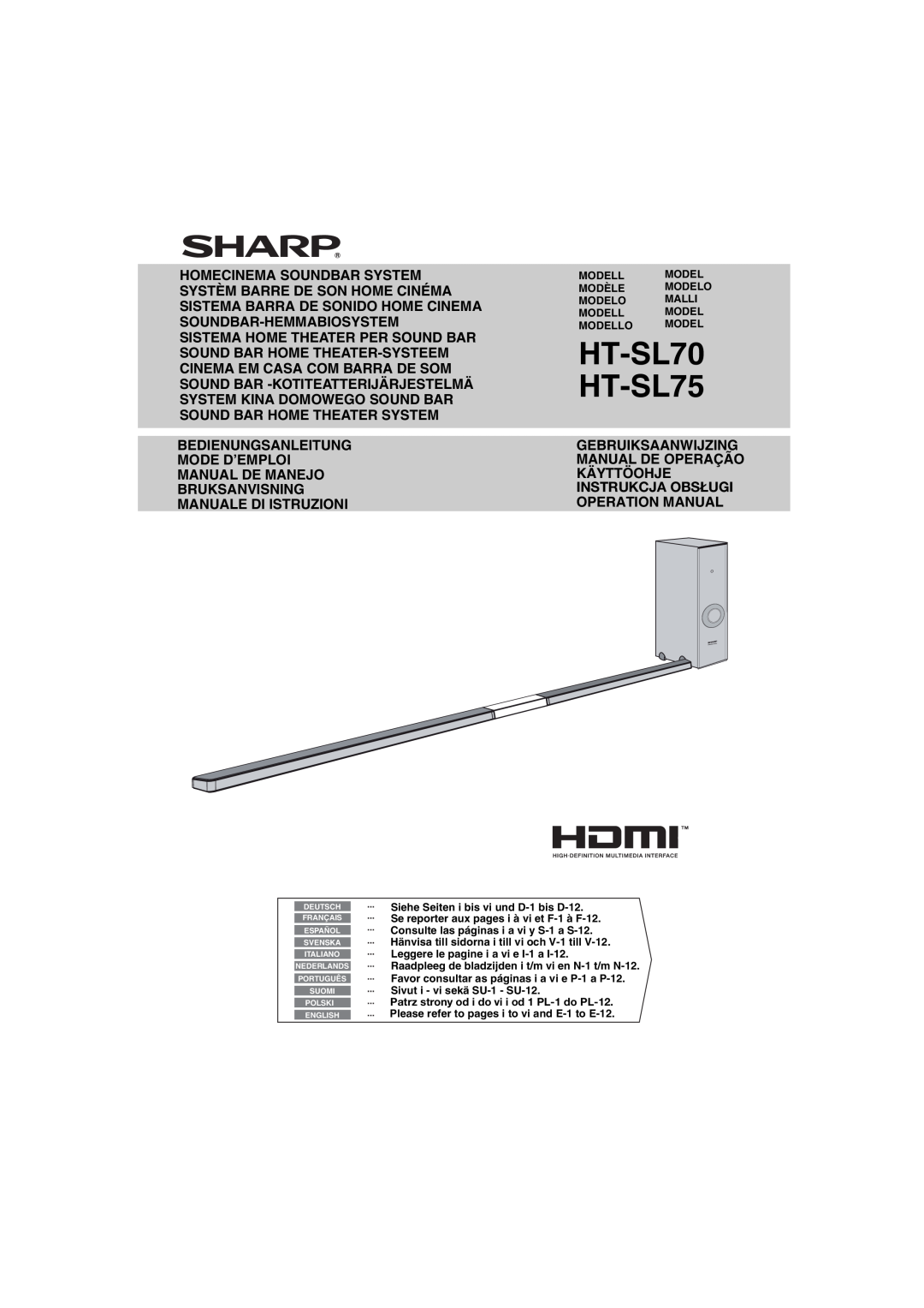 Sharp HT-SL70 operation manual HT-SL75, Instrukcja Obsługi 