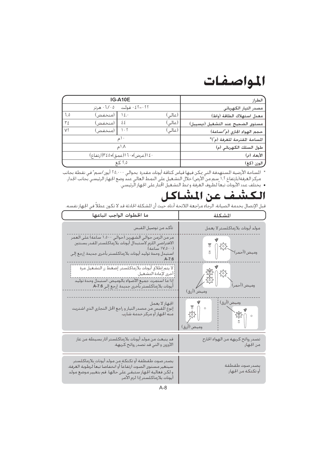 Sharp IG-A10E operation manual ﺕﺎﻔﺻﺍﻮﳌﺍ 