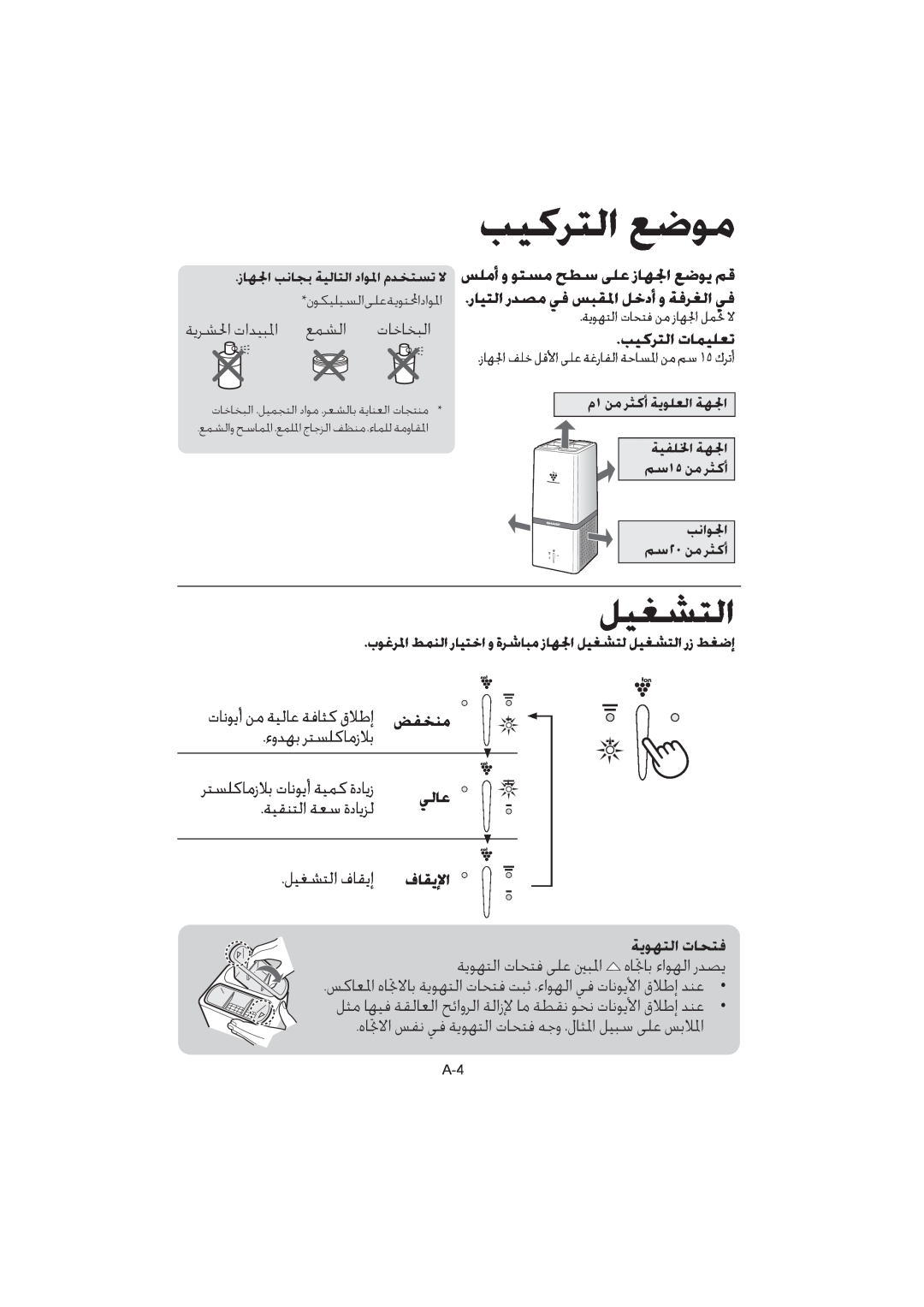 Sharp IG-A10E operation manual ﺐﻴﻛﺮﺘﻟﺍ ﻊﺿﻮﻣ, ﻞﻴﻐﺸﺘﻟﺍ 