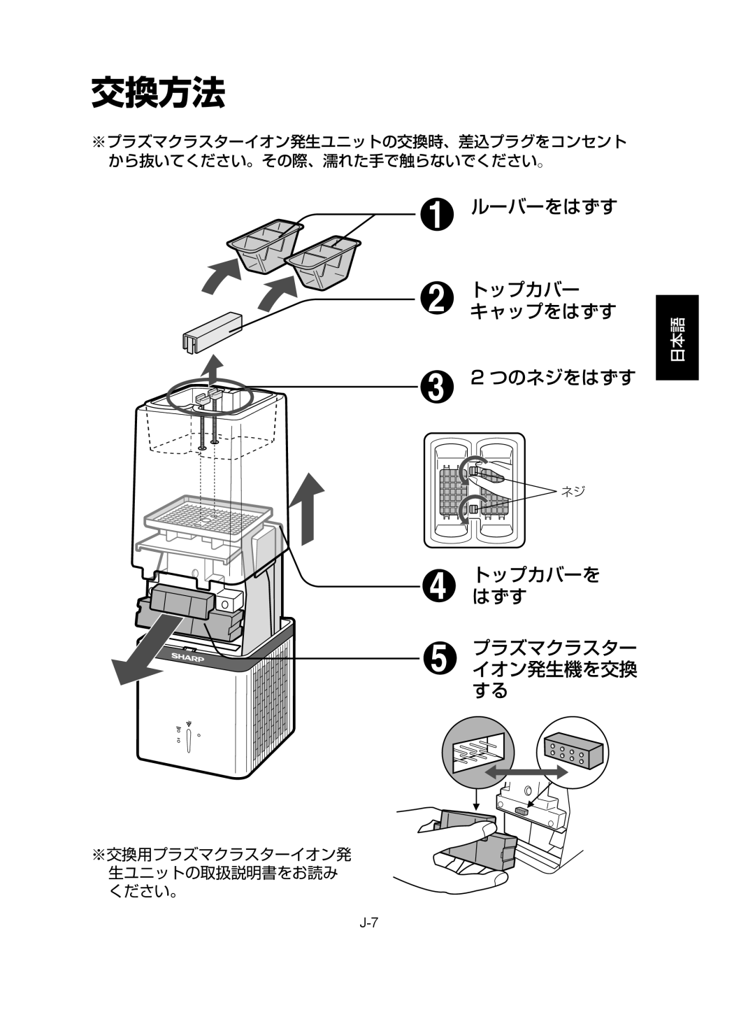 Sharp IG-A10EK operation manual 交換方法 