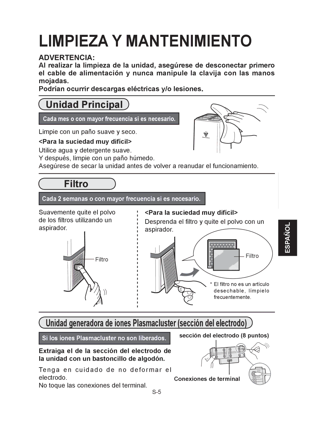 Sharp IG-A10U operation manual Limpieza Y Mantenimiento, Para la suciedad muy difícilrt 