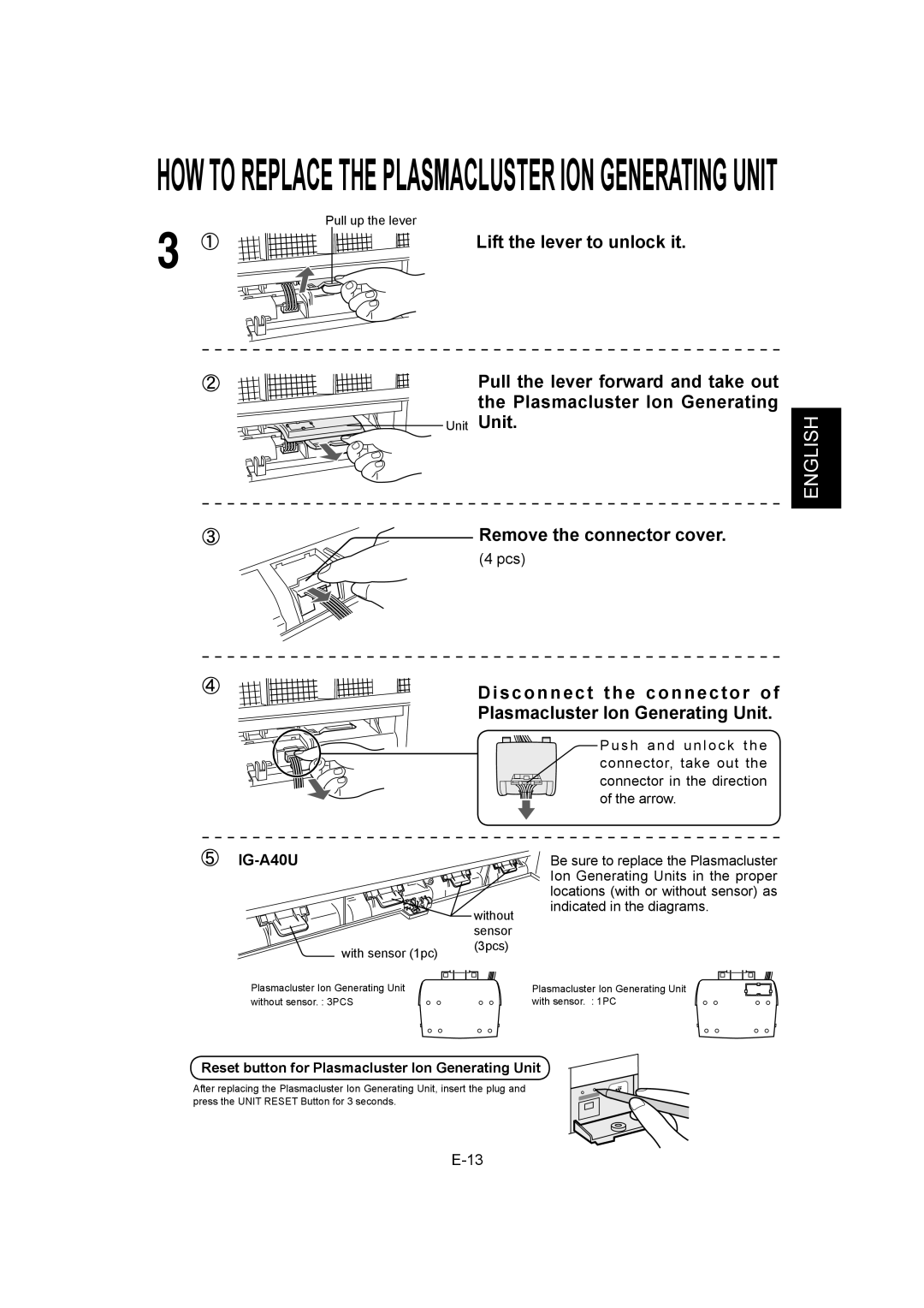 Sharp IG-A40U operation manual Español Français, Pcs 