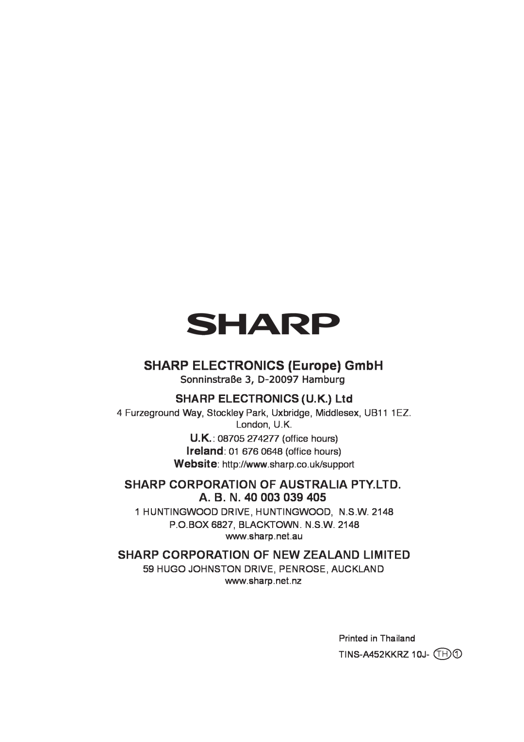 Sharp IG-BC2J SHARP ELECTRONICS Europe GmbH, A. B. N, Sharp Corporation Of New Zealand Limited, London, U.K 