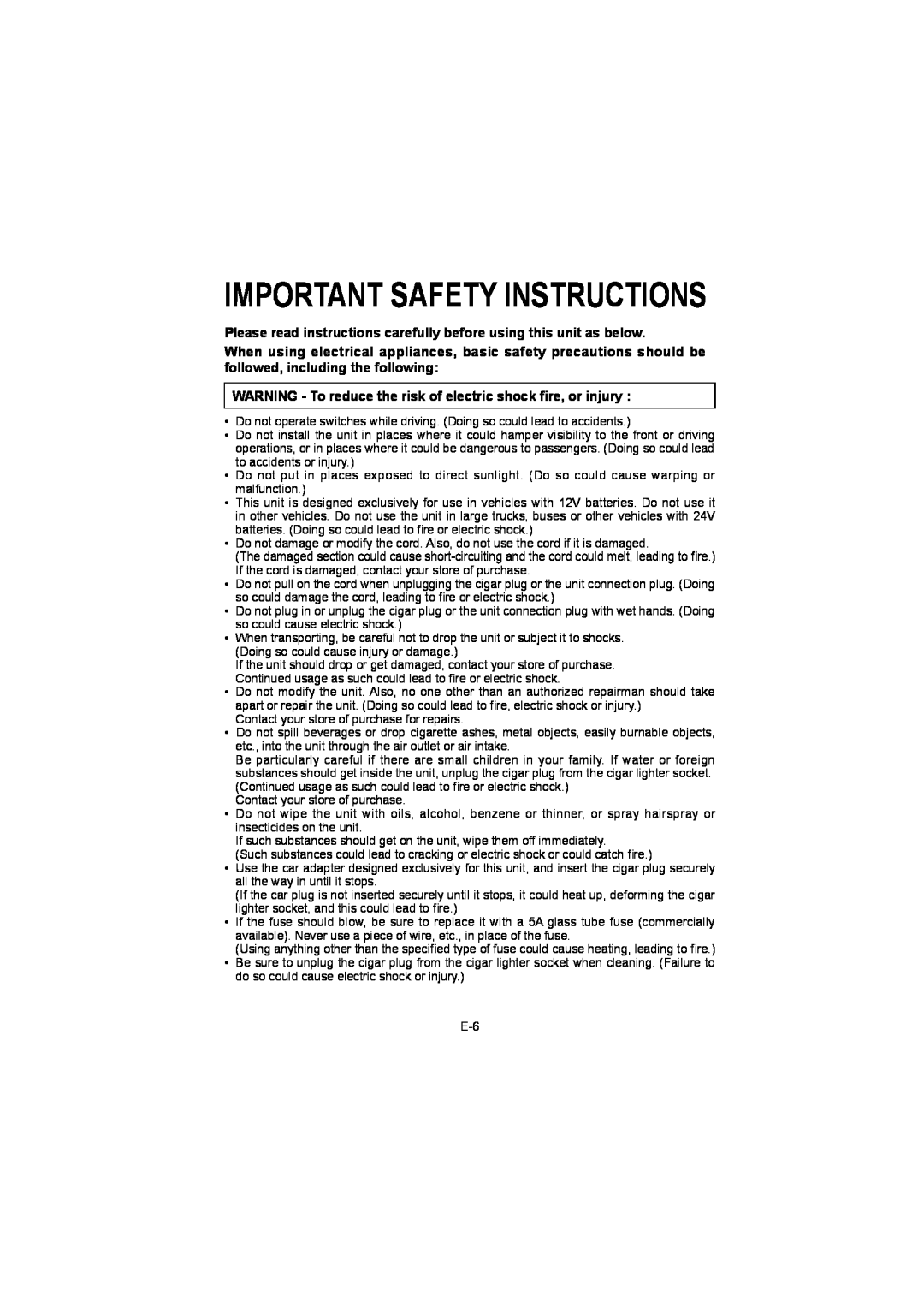 Sharp IG-BC2UB manuel dutilisation Important Safety Instructions 