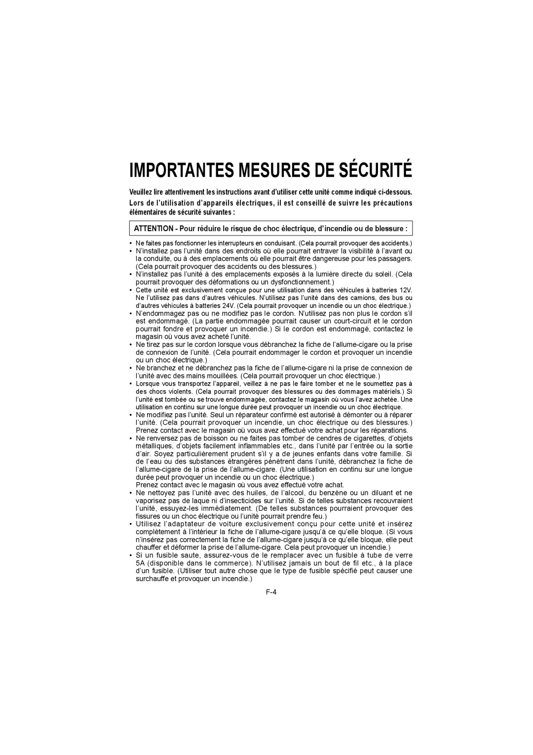 Sharp IG-BC2UB manuel dutilisation Importantes Mesures DE Sécurité 