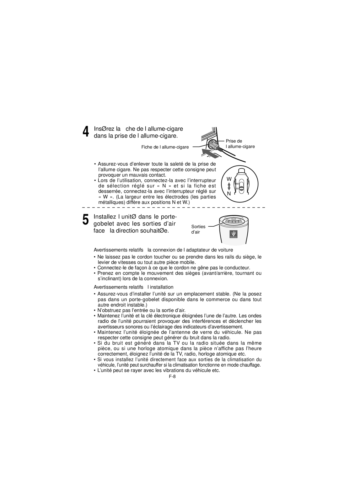 Sharp IG-BC2UB manuel dutilisation Face à la direction souhaitée, Avertissements relatifs à l’installation 