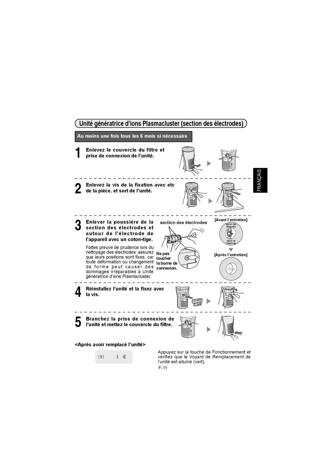 Sharp IG-BC2UB manuel dutilisation Au moins une fois tous les 6 mois si nécessaire 