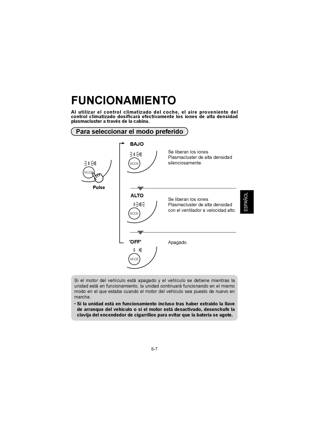 Sharp IG-BC2UB manuel dutilisation Funcionamiento, Para seleccionar el modo preferido, Pulse 