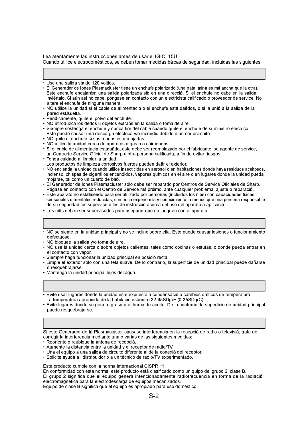 Sharp IG-CL15U operation manual Instrucciones DE Seguridad Importantes 