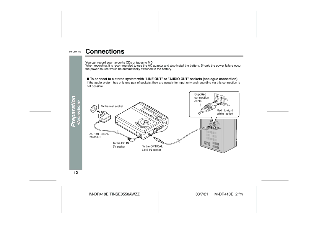 Sharp operation manual IM-DR410EConnections 