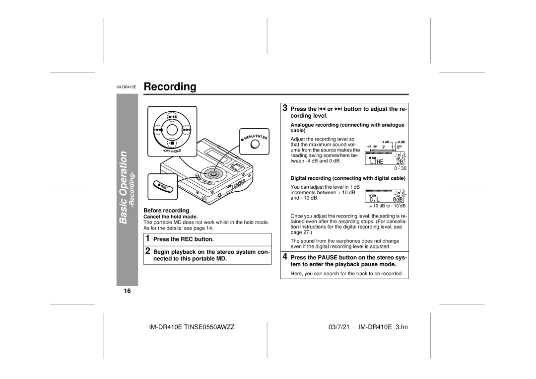 Sharp IM-DR410E operation manual Basic Operation -Recording, Before recording 