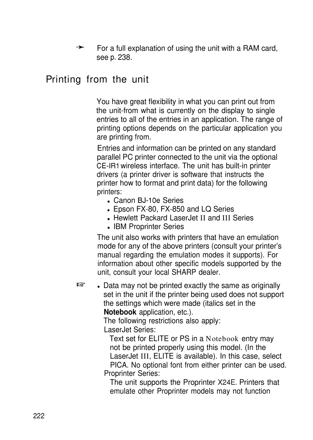 Sharp IQ-8920, IQ-8900 manual Printing from the unit, Proprinter Series 