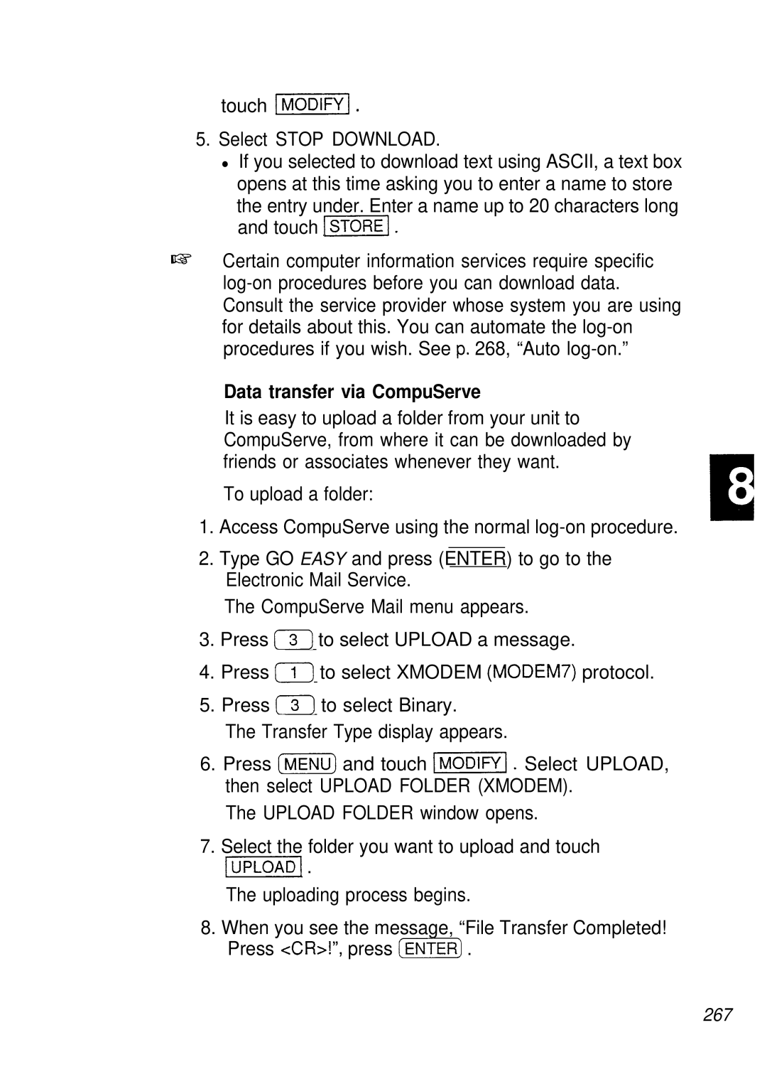 Sharp IQ-8900, IQ-8920 manual Data transfer via CompuServe 