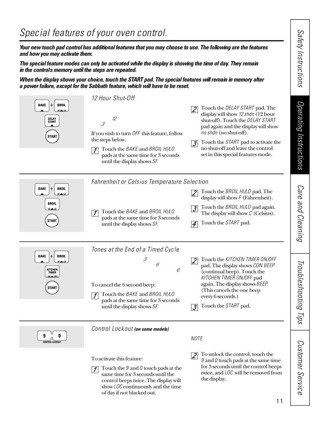 Sharp JB965, JBP85, JB940, JB960 owner manual Special features of your oven control, Care and Cleaning 