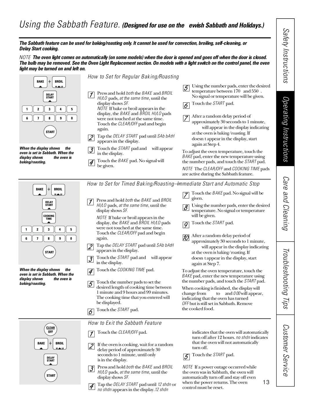 Sharp JB940, JBP85, JB960, JB965 Cleaning Troubleshooting Tips, How to Exit the Sabbath Feature, Safety Instructions 