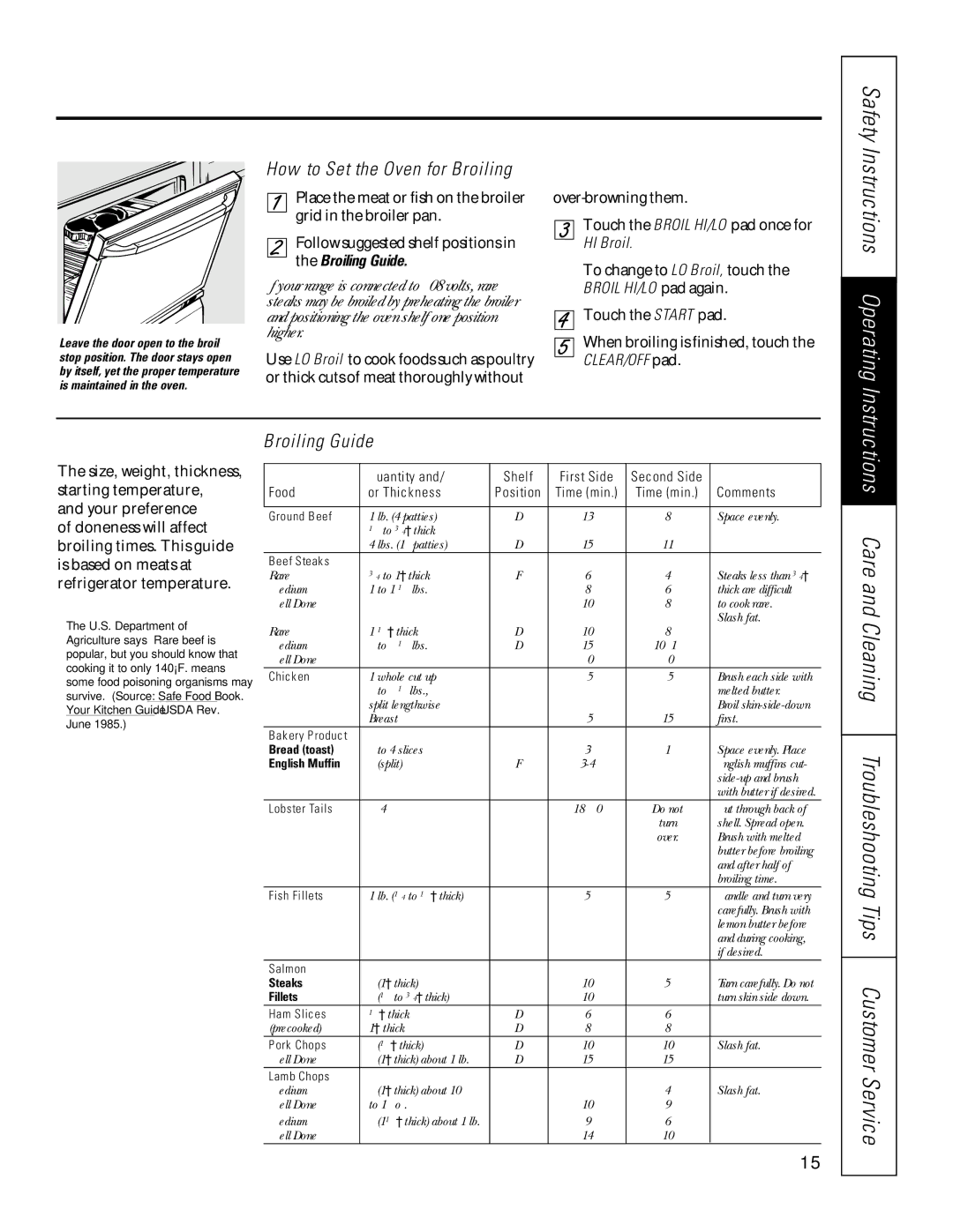 Sharp JB965, JBP85, JB940, JB960 owner manual How to Set the Oven for Broiling, Broiling Guide, HI Broil 