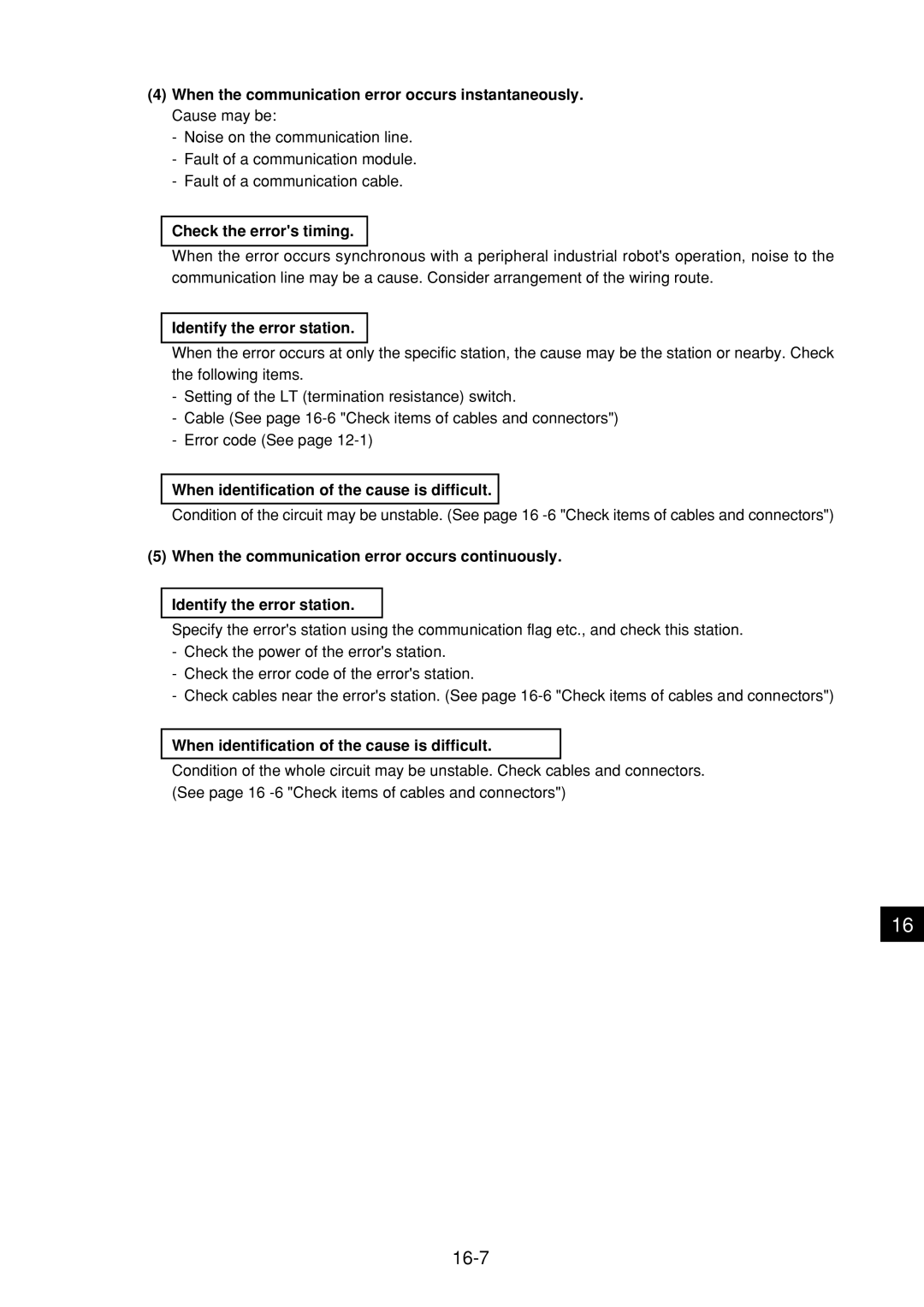 Sharp JW-21MN 16-7, Check the errors timing, Identify the error station, When identification of the cause is difficult 