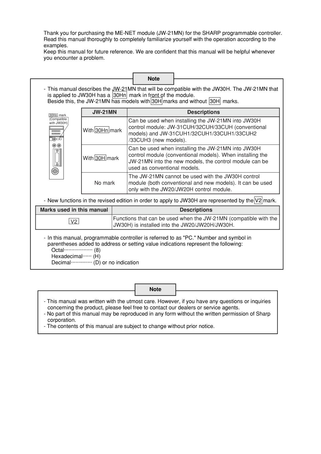 Sharp JW-21MN manual 