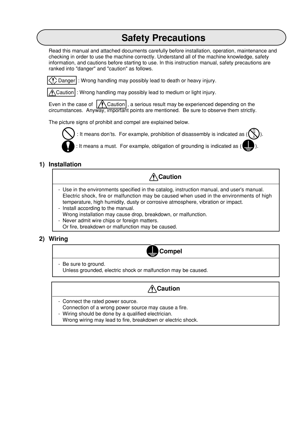 Sharp JW-21MN manual Safety Precautions, Installation, Wiring Compel 