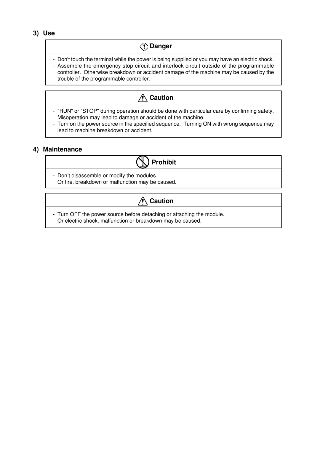 Sharp JW-21MN manual Use, Maintenance Prohibit 