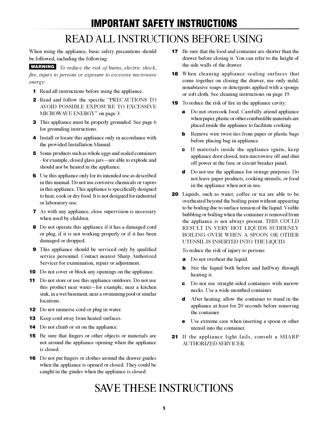 Sharp KB-6524P, KB-6525P operation manual Read ALL Instructions Before Using 