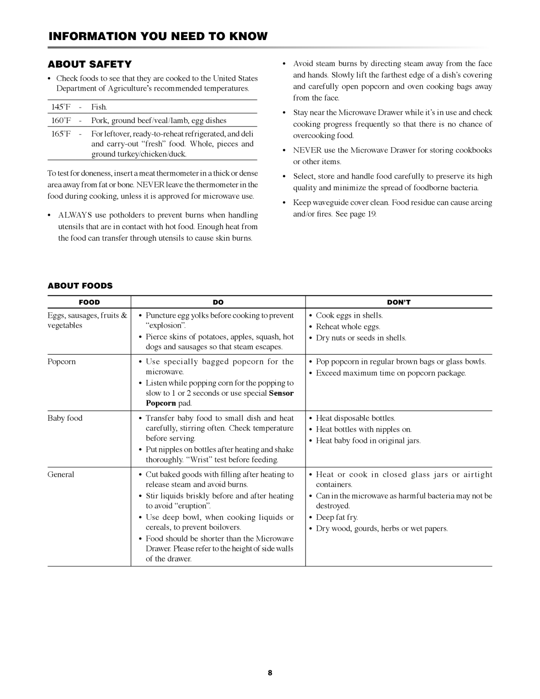 Sharp KB-6525P, KB-6524P operation manual About Safety, Popcorn pad 