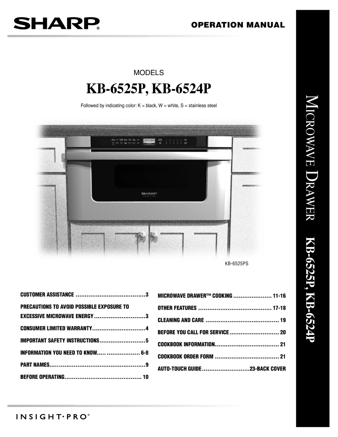 Sharp KB6525PW, KB6524PW, KB-6525PS, KB6525PK, KB-6524PS, KB6524PK operation manual KB-6525P, KB-6524P 