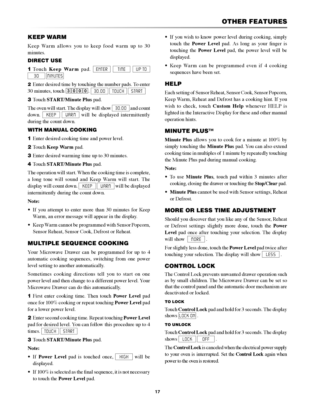 Sharp KB6524PW, KB6525PW, KB-6525PS, KB6525PK, KB-6524PS, KB6524PK operation manual Other Features, Help 