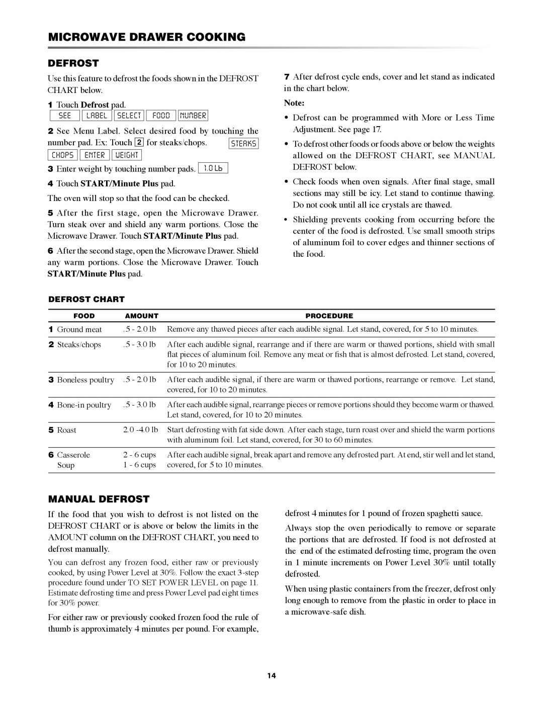 Sharp KB6525PKRB operation manual Manual Defrost 