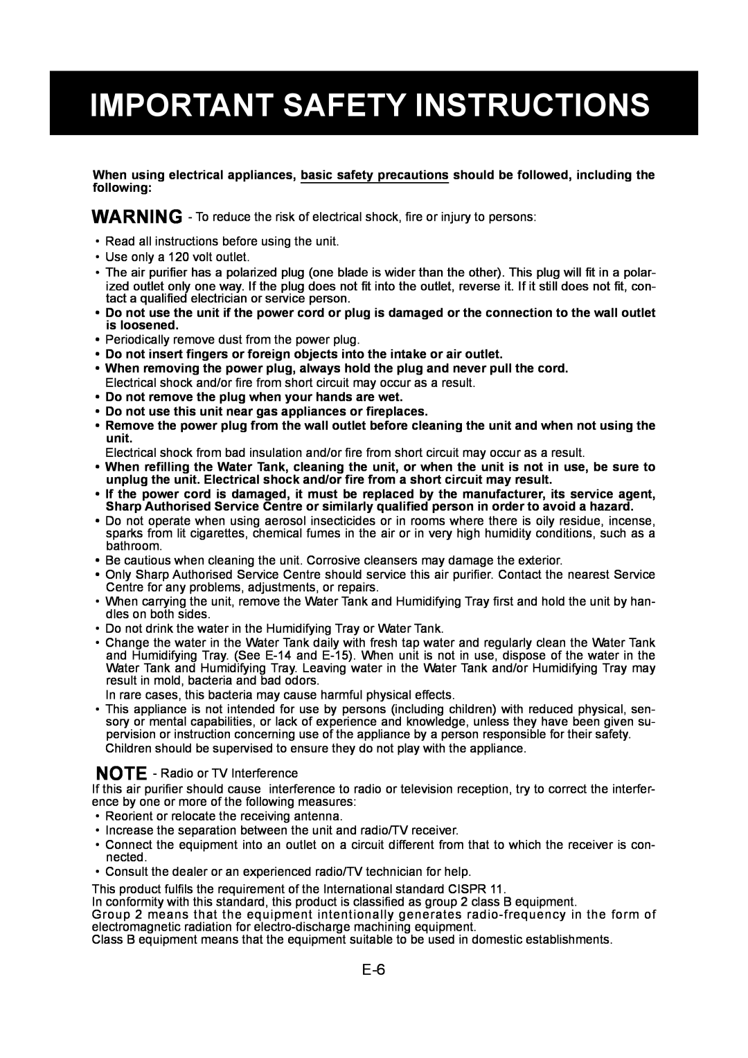 Sharp KC-830U operation manual Important Safety Instructions 