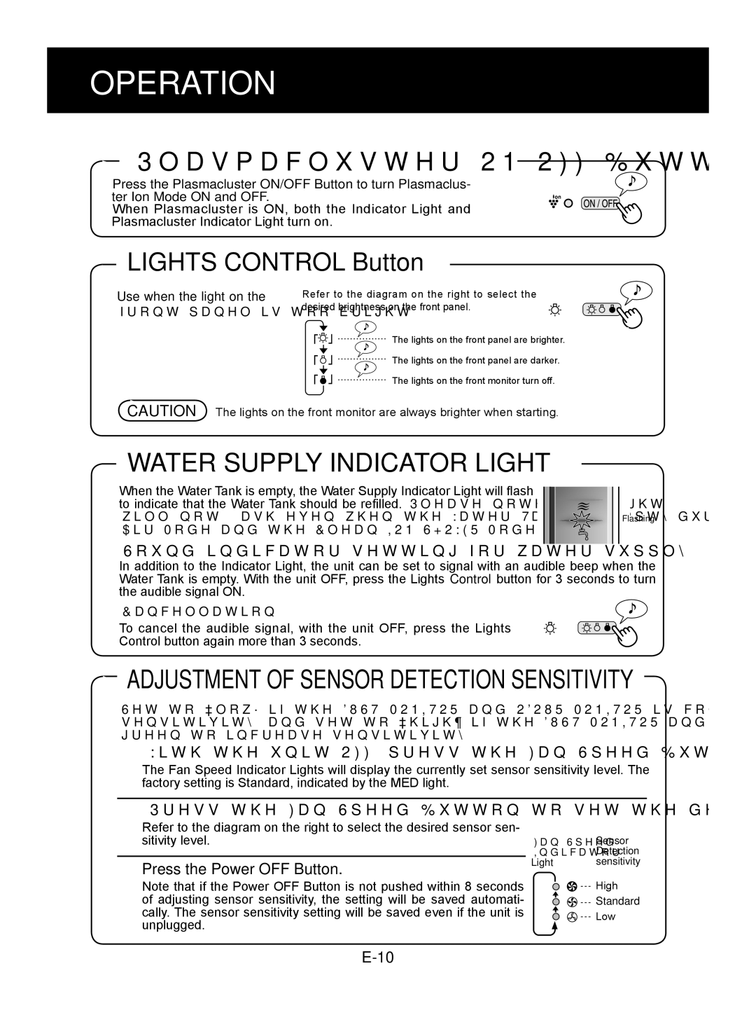 Sharp KC-840E, KC-860E Water Supply Indicator Light, Sound indicator setting for water supply, Press the Power OFF Button 