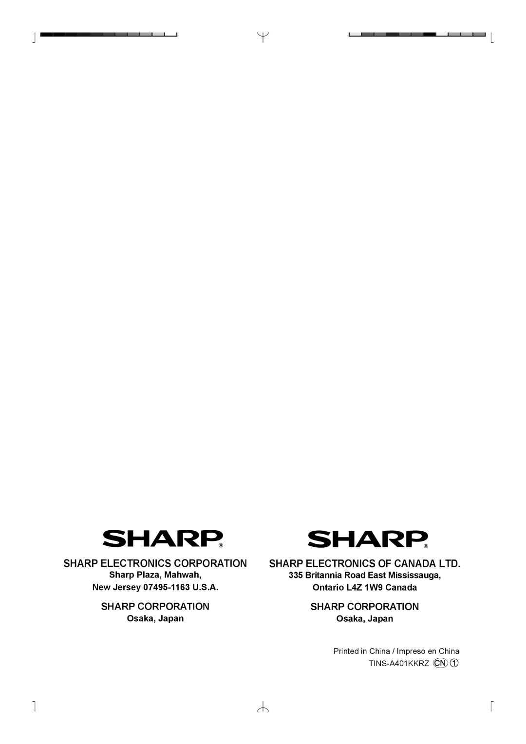 Sharp KC-850U Sharp Electronics Corporation, Sharp Corporation, Sharp Plaza, Mahwah, Britannia Road East Mississauga 