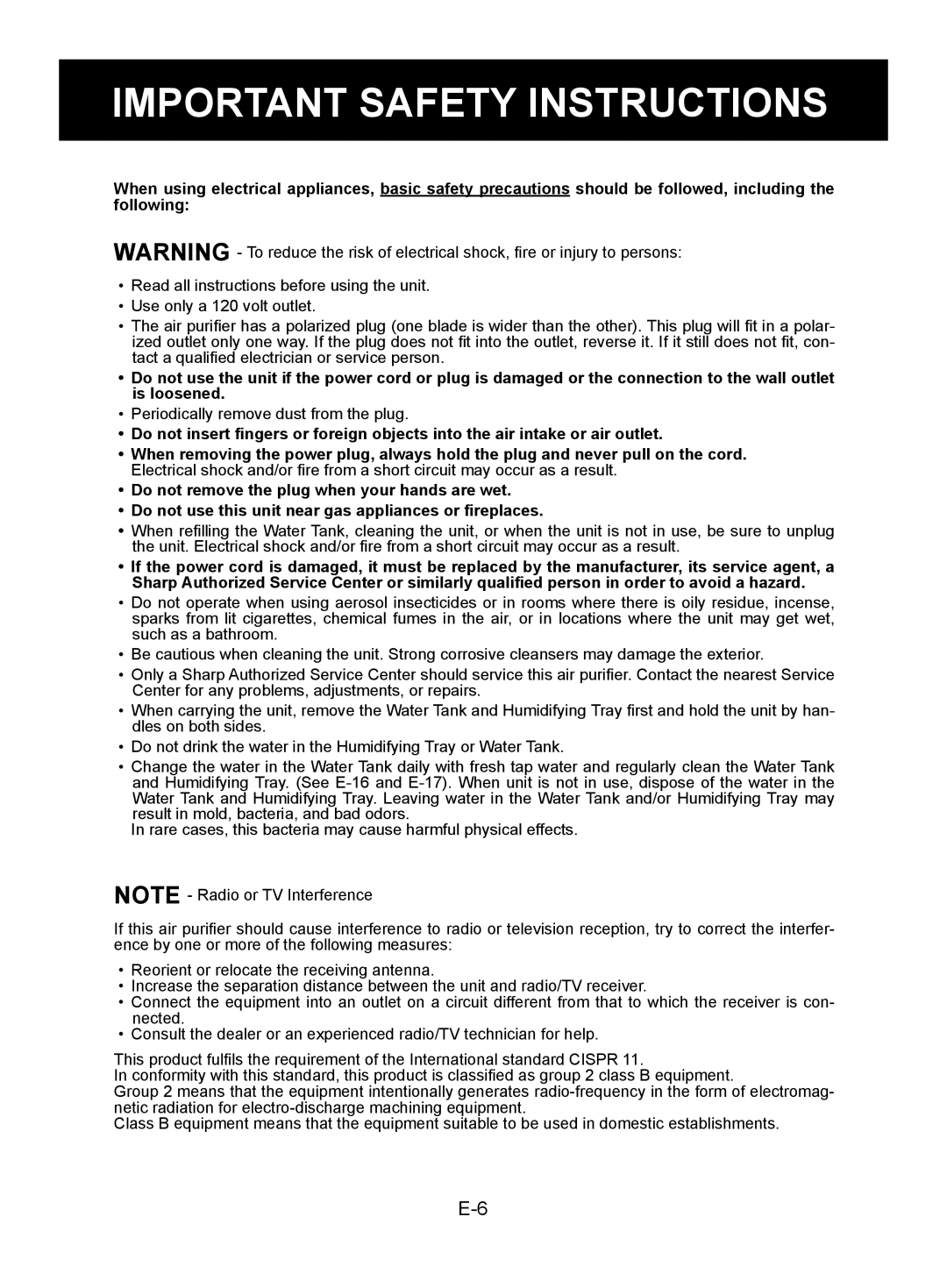 Sharp KC-850U operation manual Important Safety Instructions 