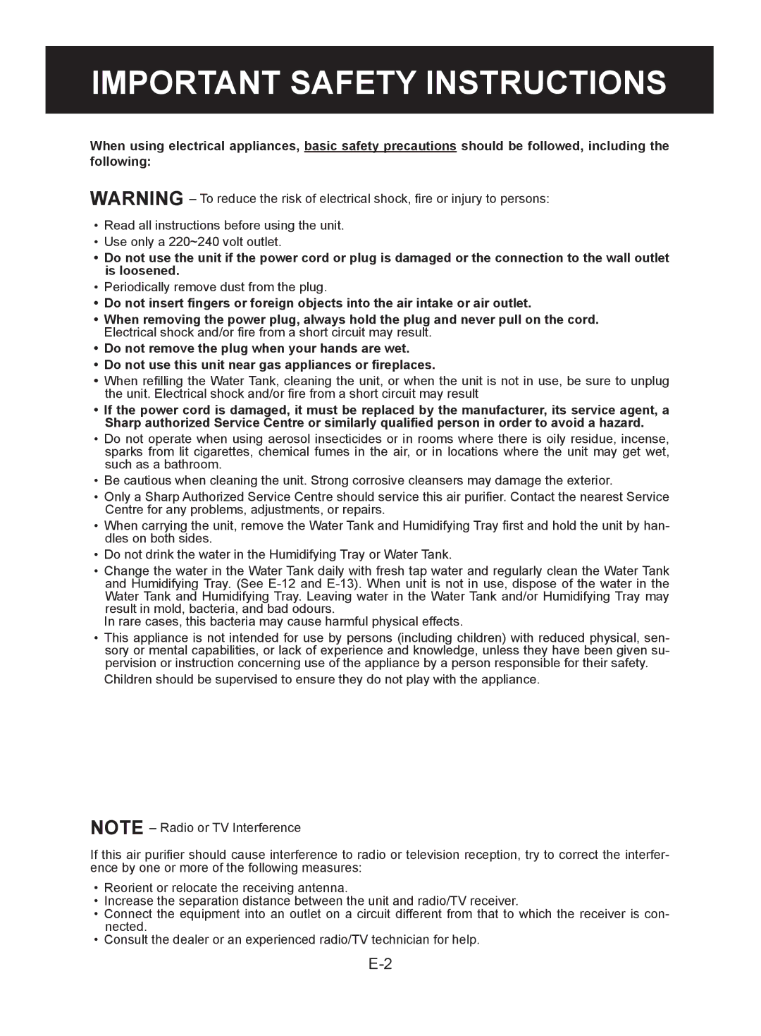 Sharp KC-860EK, KC-850EK operation manual Important Safety Instructions 