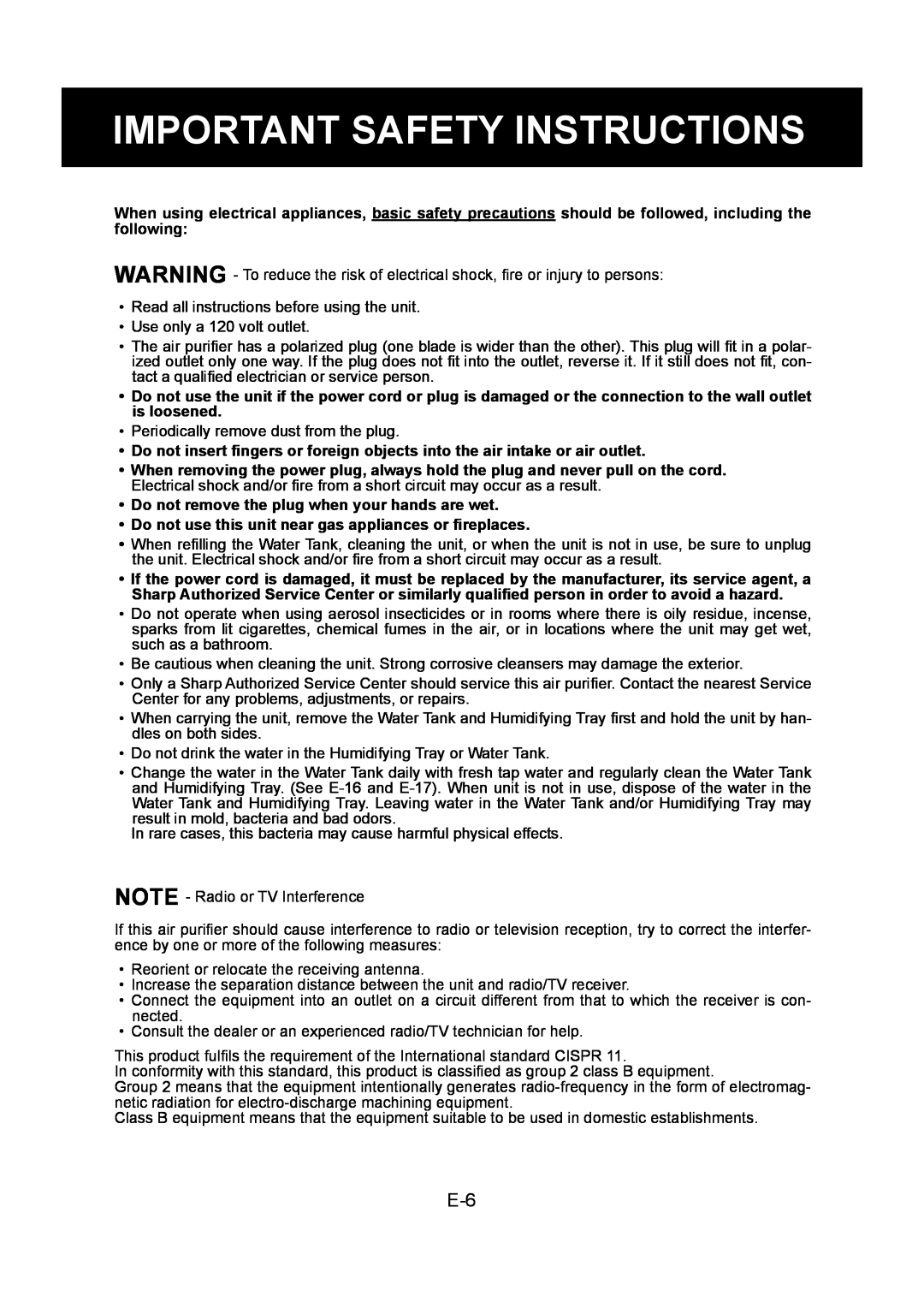 Sharp KC-860U operation manual Important Safety Instructions 