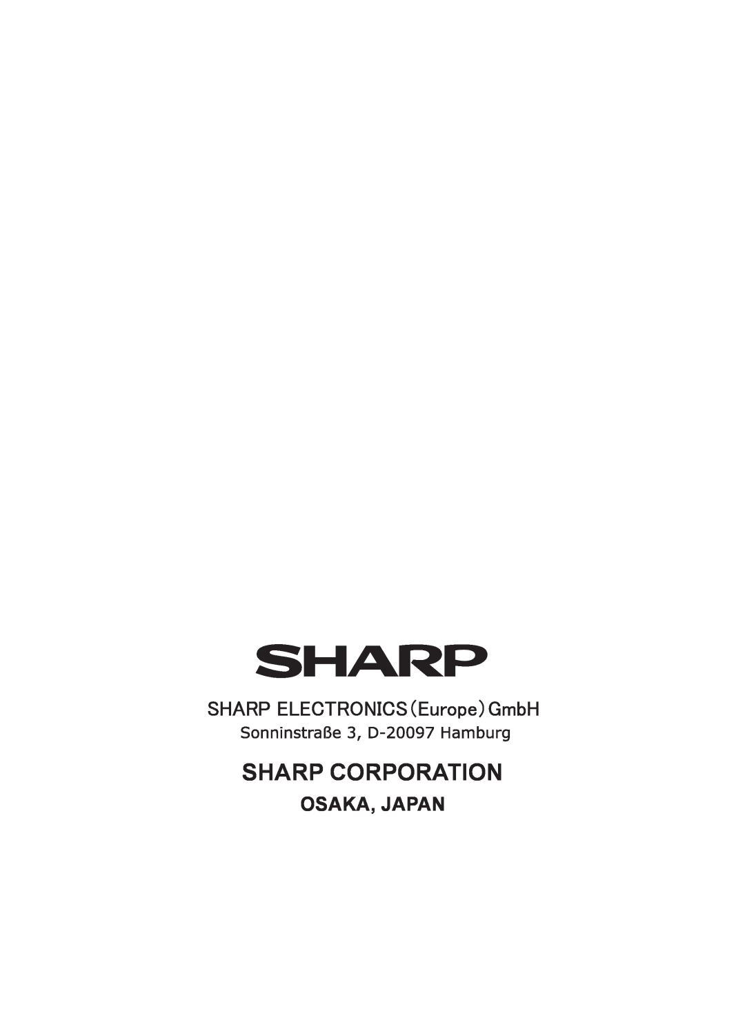 Sharp KC-930E operation manual Sharp Corporation, Osaka, Japan 