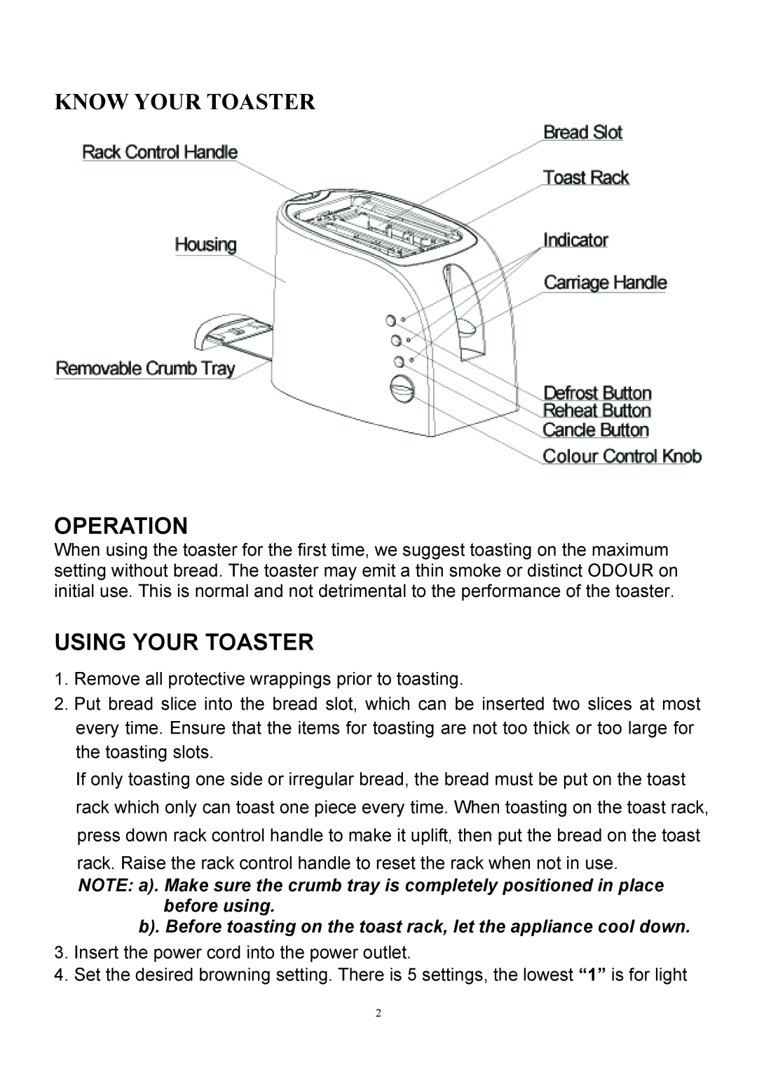 Sharp KZ-2S01W manual Know Your Toaster, Operation, Using Your Toaster 