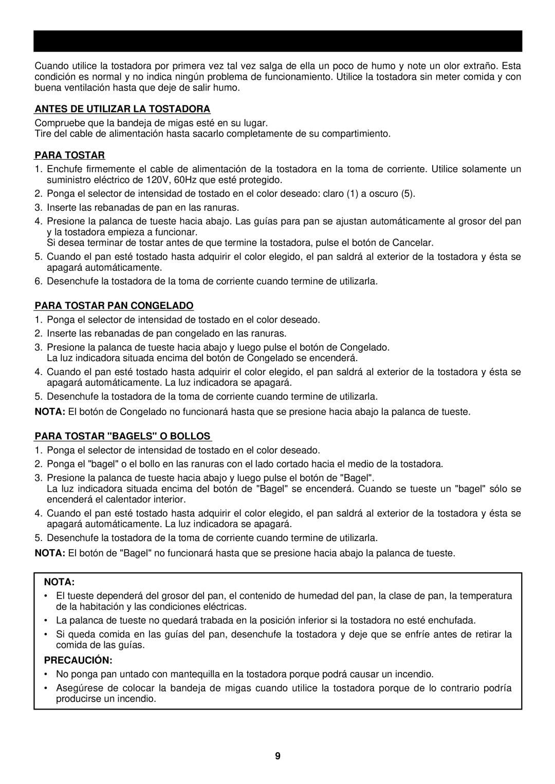 Sharp KZ-P2DW operation manual Antes DE Utilizar LA Tostadora 