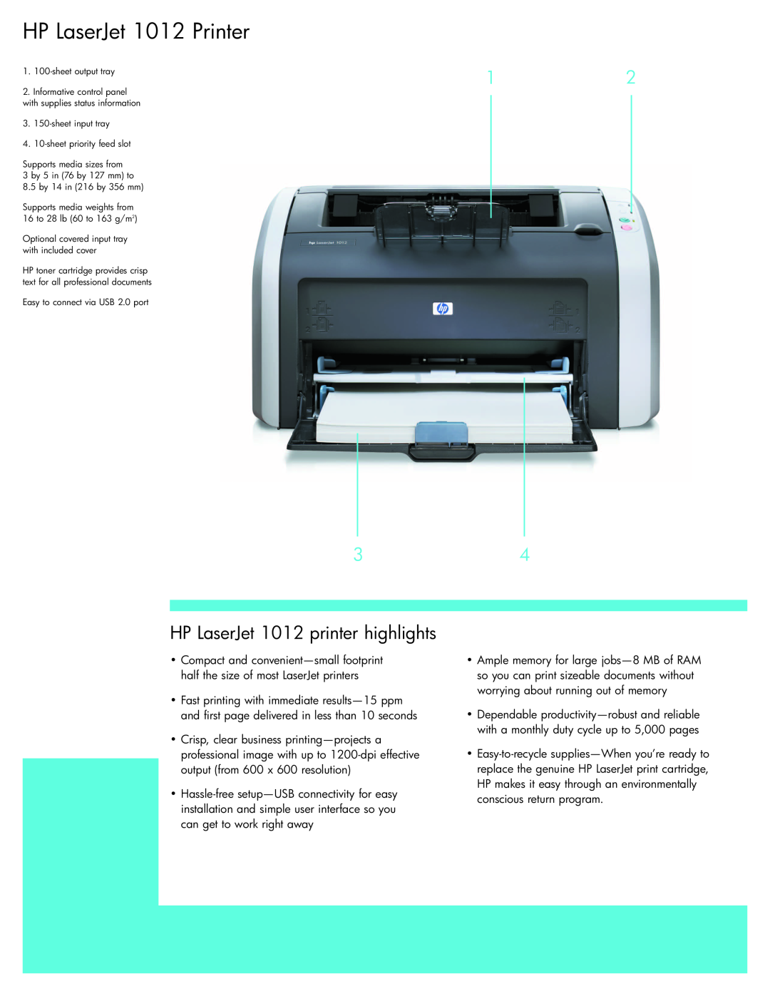 Sharp warranty HP LaserJet 1012 Printer, HP LaserJet 1012 printer highlights 