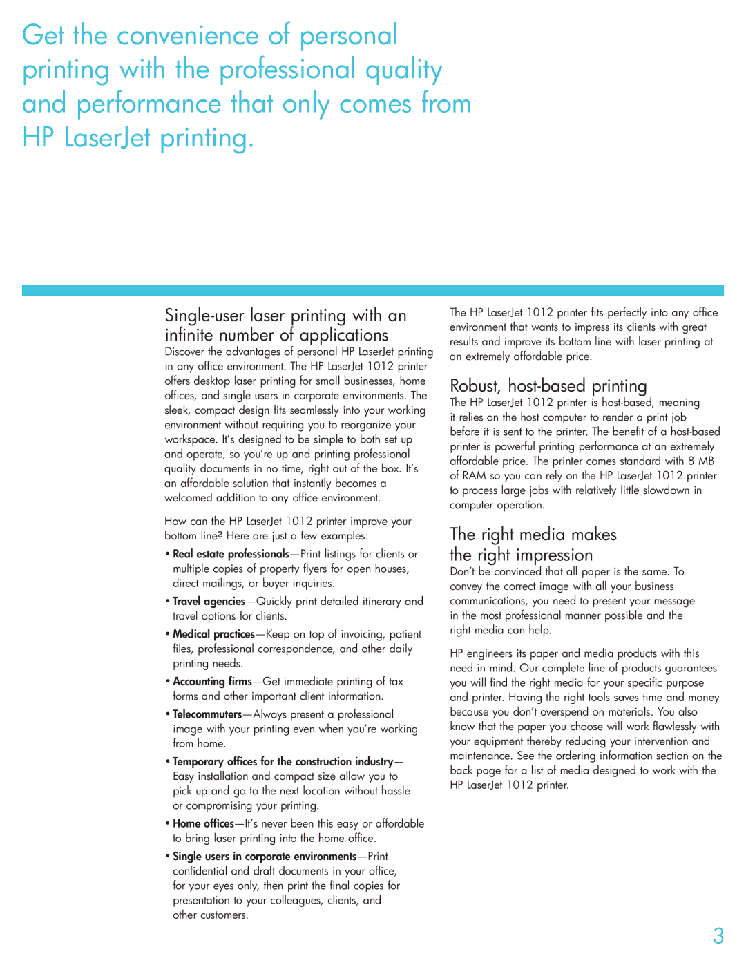 Sharp LaserJet 1012 warranty Robust, host-based printing, Right media makes the right impression 