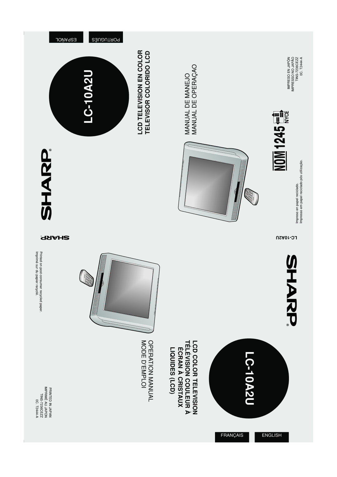 Sharp LC 10A2U operation manual LC-10A2U 