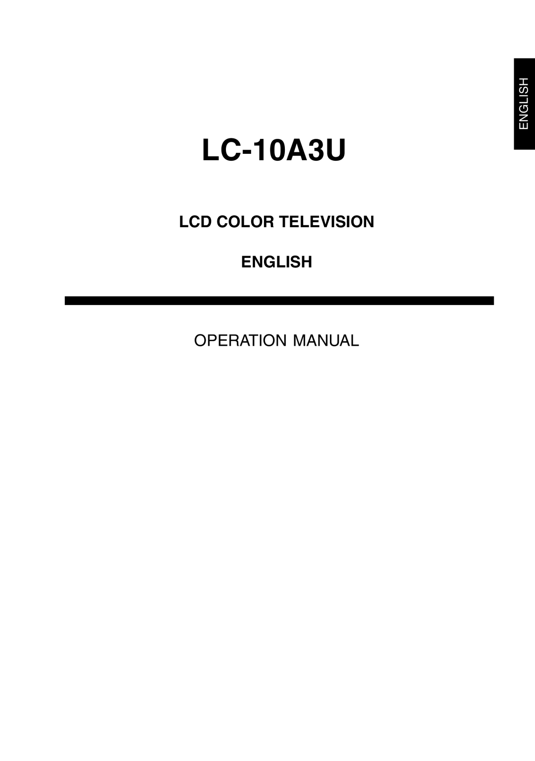 Sharp LC 10A3U operation manual LC-10A3U 