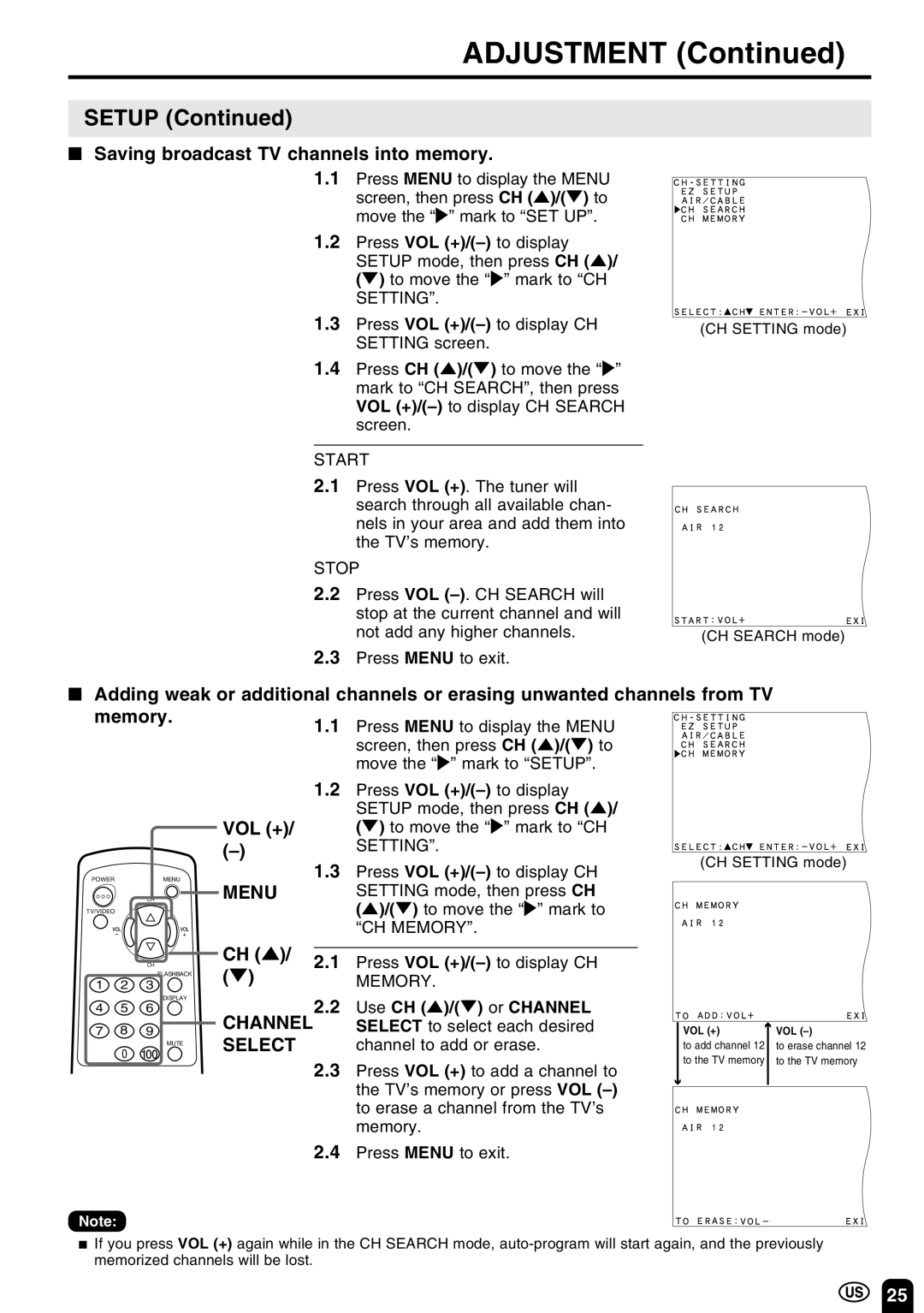 Sharp LC 10A3U operation manual Channel, Setting 