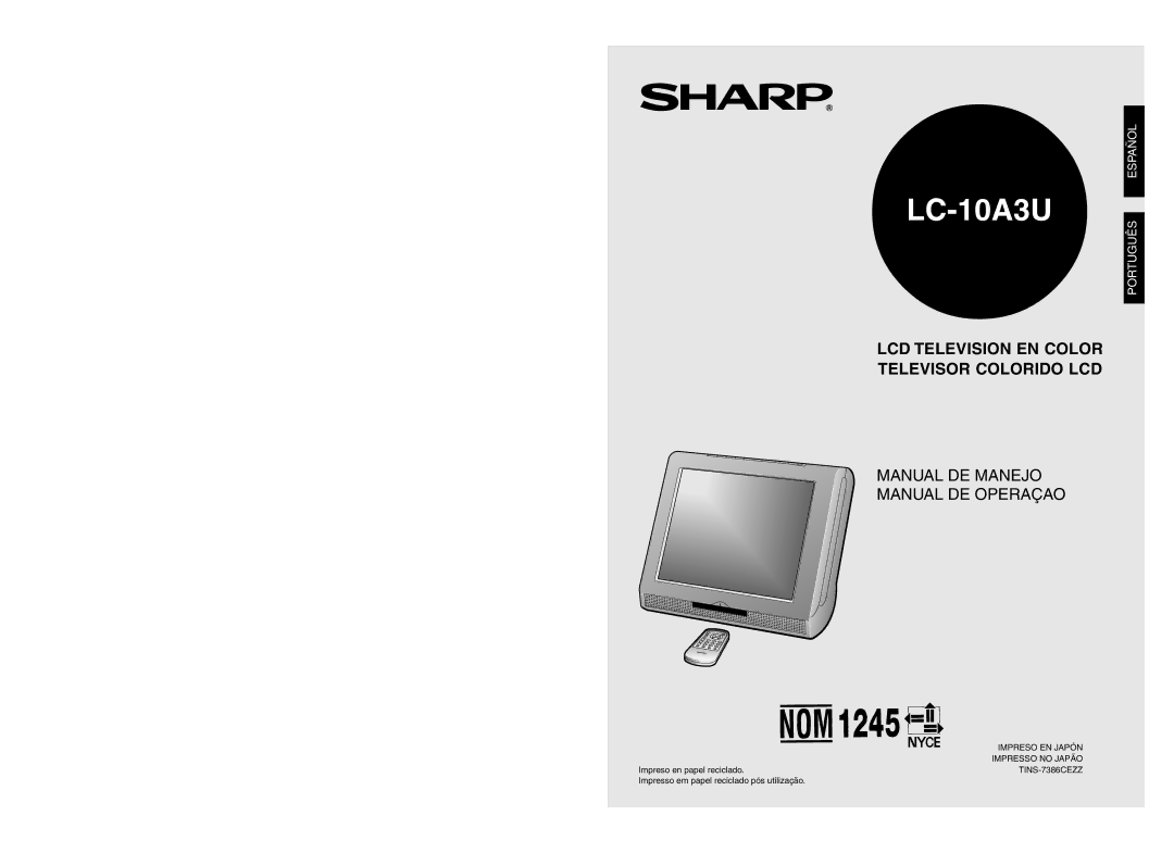 Sharp LC 10A3U operation manual LCD Television EN Color Televisor Colorido LCD 