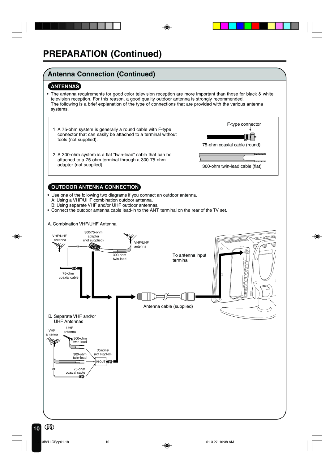 Sharp LC-13B2U operation manual Antennas 